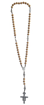 Chapelet de St François d'Assise, perles en bois d'olivier 
