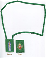 Scapulaire en tissu vert individuel du Coeur Immaculé de Marie