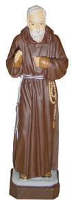 Statue Padre Pio, résine peinte 16 cm