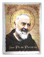 Carte plastifiée Padre Pio avec relique