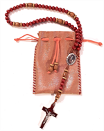 Chapelet artisanal de Ste Jeanne d'Arc, croix de l'Esprit Saint avec sa pochette