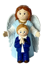 Statue en résine Ange Gardien garçon