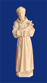 Statue Saint François d'Assise en bois naturel (12 cm)