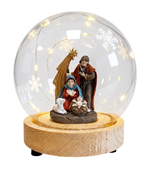 Nativité en résine avec LED sous globe