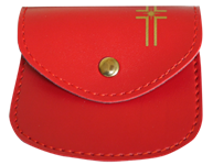 Pochette à chapelet rouge et croix dorée