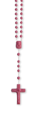 Chapelet simple plastique rose - 40 cm