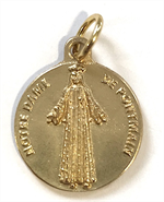 Médaille Notre Dame de Pontmain en métal doré - 18 mm