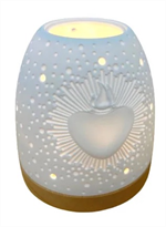 Photophore Exvoto en porcelaine et bois naturel