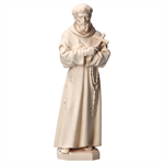 Statue Saint François d'Assise en bois naturel - 12 cm