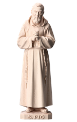 Statue saint Padre Pio bois naturel - 11,5 cm