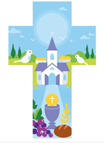 Croix communion bleue