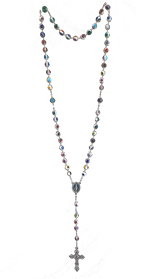 Chapelet en perles de murano sur chaîne argentée - 56 cm