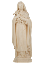 Statue sainte Thérèse de Lisieux bois naturel - 12 cm