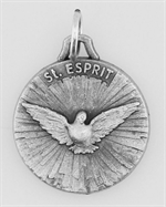 Médaille Saint Esprit - Métal imitation vieil argent - 18mm