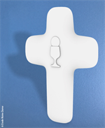 Croix de l'Eucharistie en albâtre - 9x13 cm