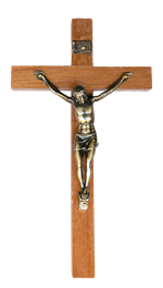 Crucifix en bois avec Christ en métal bronzé - 15 cm