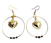 Boucles d'oreilles coeur doré H2 Perles grenat et Lapis-lazuli - Les joyaux...