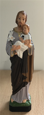 Statue saint Joseph en résine peinte 16 cm