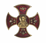 Plaque de porte Sacré-Coeur émaillée bronze rouge