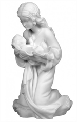 Statue de la Vierge à genou en albâtre - 10 cm