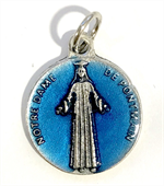 Médaille Notre Dame de Pontmain bleue - 18 mm