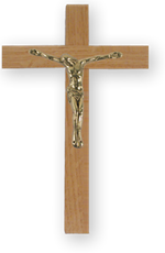 Crucifix en bois d'olivier biseauté - 25 cm 