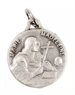 Médaille de Marie Madeleine en métal argenté 18 mm