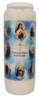 Bougie de neuvaine "Prions nos Saints pour la santé"