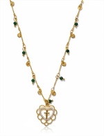 Sautoir coeur laiton, perle agathe verte 80 cm H21 - Les joyaux... Hildegarde