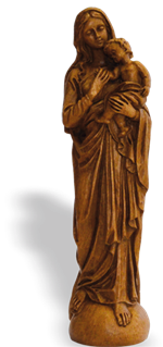 Statue Vierge à l'Enfant - Ton bois - 23 cm