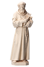 Statue Saint François d'Assise en bois naturel - 18 cm