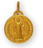 Médaille de saint Benoît - Plaqué or - 16 mm