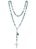 Chapelet en agate bleue sur chaîne en argent 925 - 40 cm