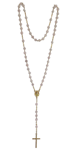Chapelet en quartz rose sur chaîne dorée - 46 cm