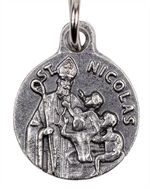 Médaille de saint Nicolas en métal argenté 18 mm