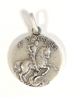 Médaille Saint Georges - Métal imitation vieil argent - 18mm