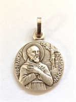 Médaille François d'Assise en métal argentée 16 mm