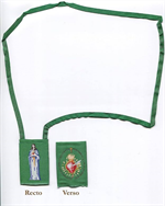 Scapulaire en tissu vert du Coeur Immaculé de Marie (pochette familiale)
