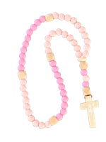 Chapelet Elastique – Silicone D8mm + Bois – Bicolore rose