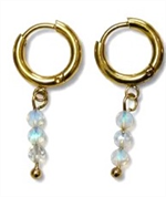 Boucles d'oreilles créole cristal de roche blanc, 3 cm H14 - Les joyaux...Hildeg