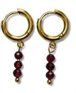 Boucles d'oreilles créole, perle grenat rouge, 3 cm H15 - Les joyaux...Hildegard