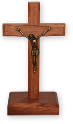 Calvaire biseauté en bois sur socle - 11 cm