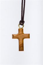 Croix de cou arrondie, simple en bois d'olivier