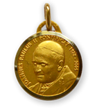 Médaille de Saint Jean-Paul II - Métal doré - 16 mm
