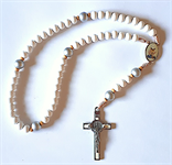 Chapelet artisanal du Saint Sacrement perles blanches