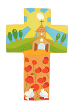 Croix champ de coquelicots