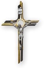 Crucifix en métal deux couleurs avec Christ