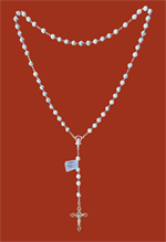 Chapelet en agate blanche sur chaîne en argent 925 - 40 cm