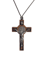 Croix de saint Benoît en bois d'olivier - 8 cm