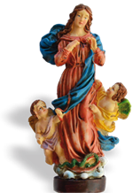 Statue Marie qui défait les nœuds - Résine peinte - 16 cm